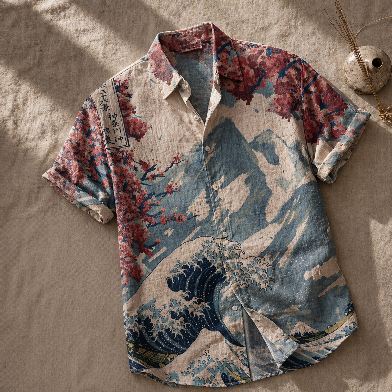Sakura Wave Linen Shirt