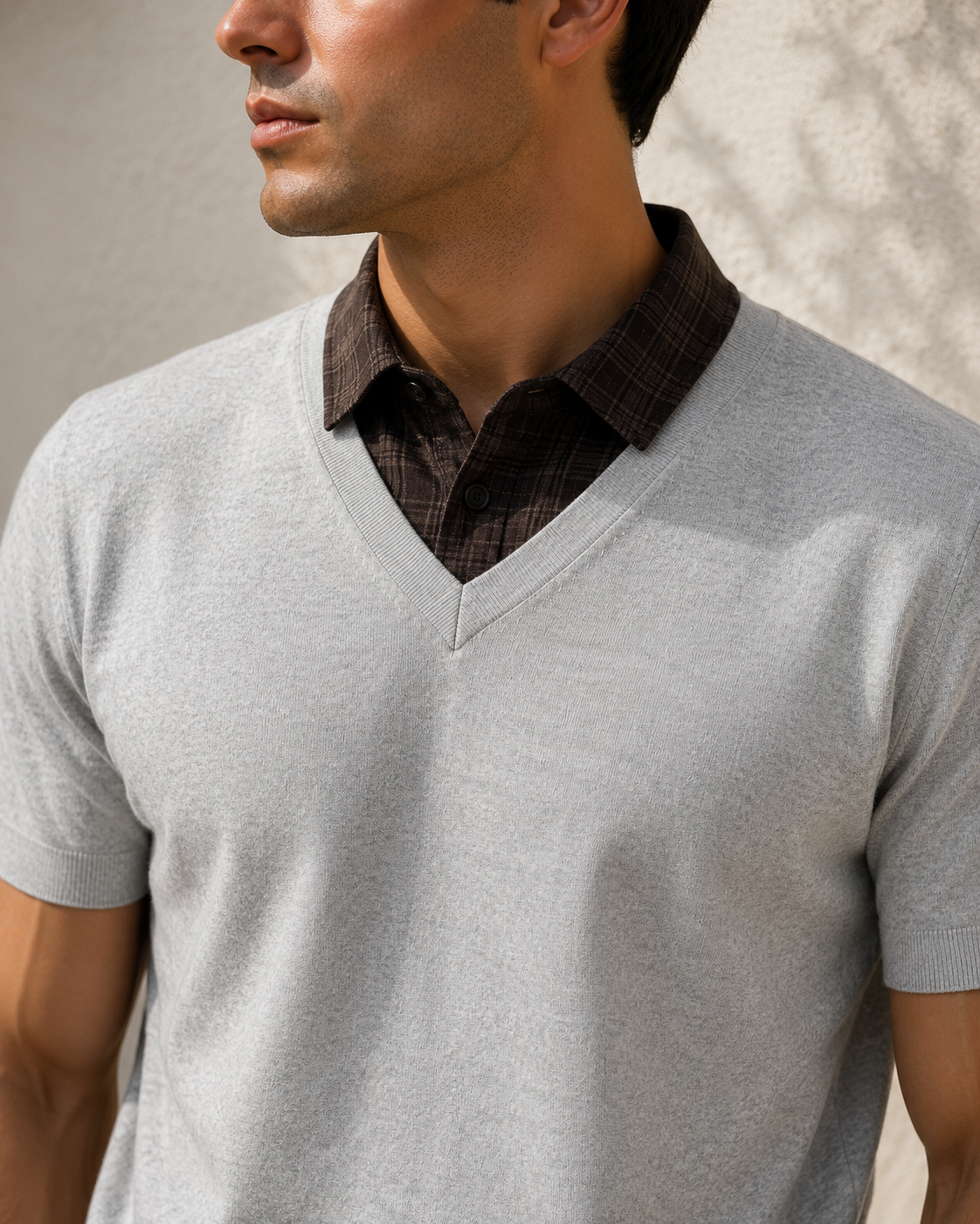 Grey Marl Doppio Polo Top
