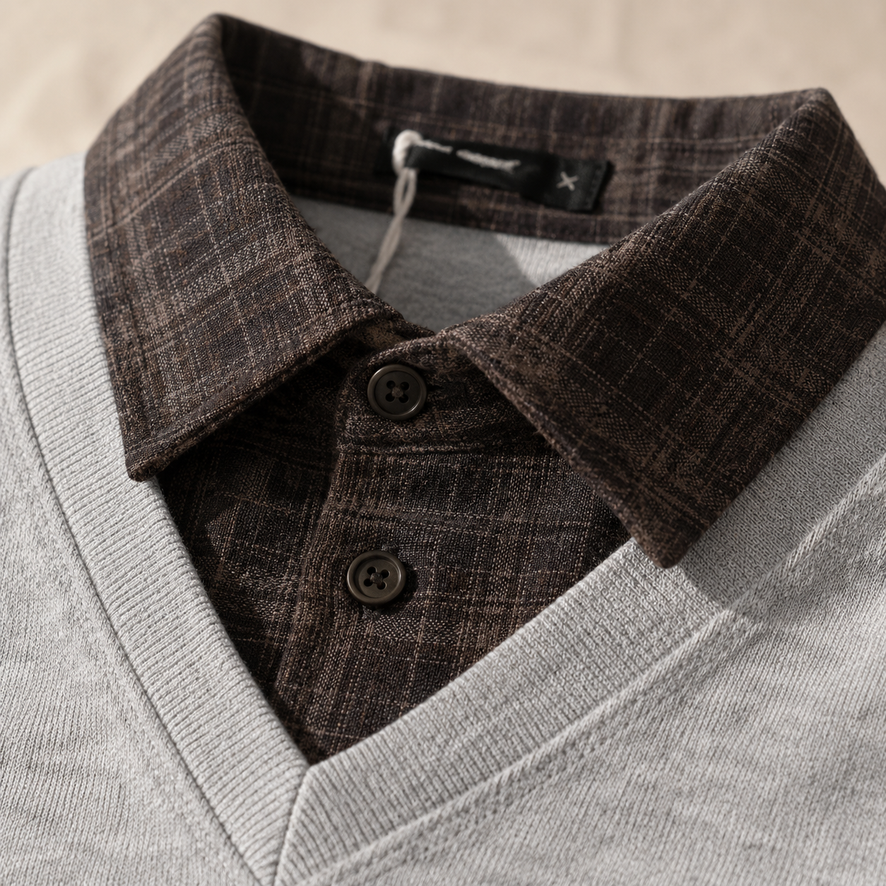 Grey Marl Doppio Polo Top
