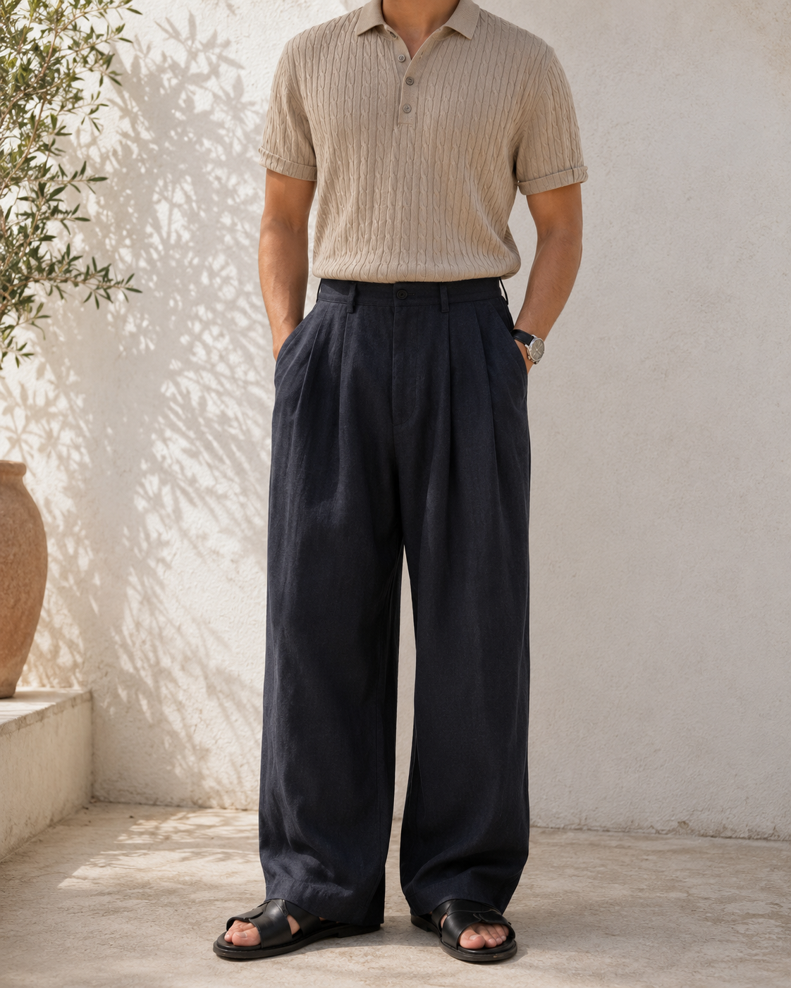 Aegean Wide Linen Trousers