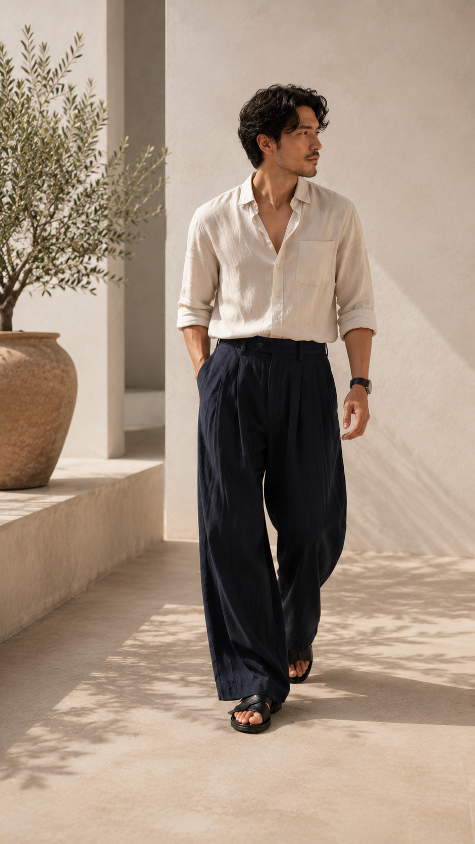 Aegean Wide Linen Trousers