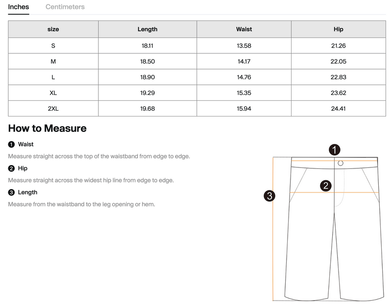 Size chart