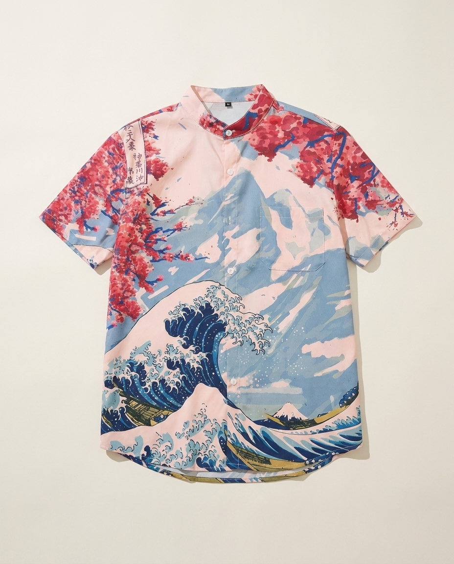 Sakura Wave Linen Shirt